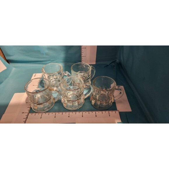 Set of 5 Vintage Federal Glass Shot Glasses – Mid-Century Clear Barware - Picture 1 of 10